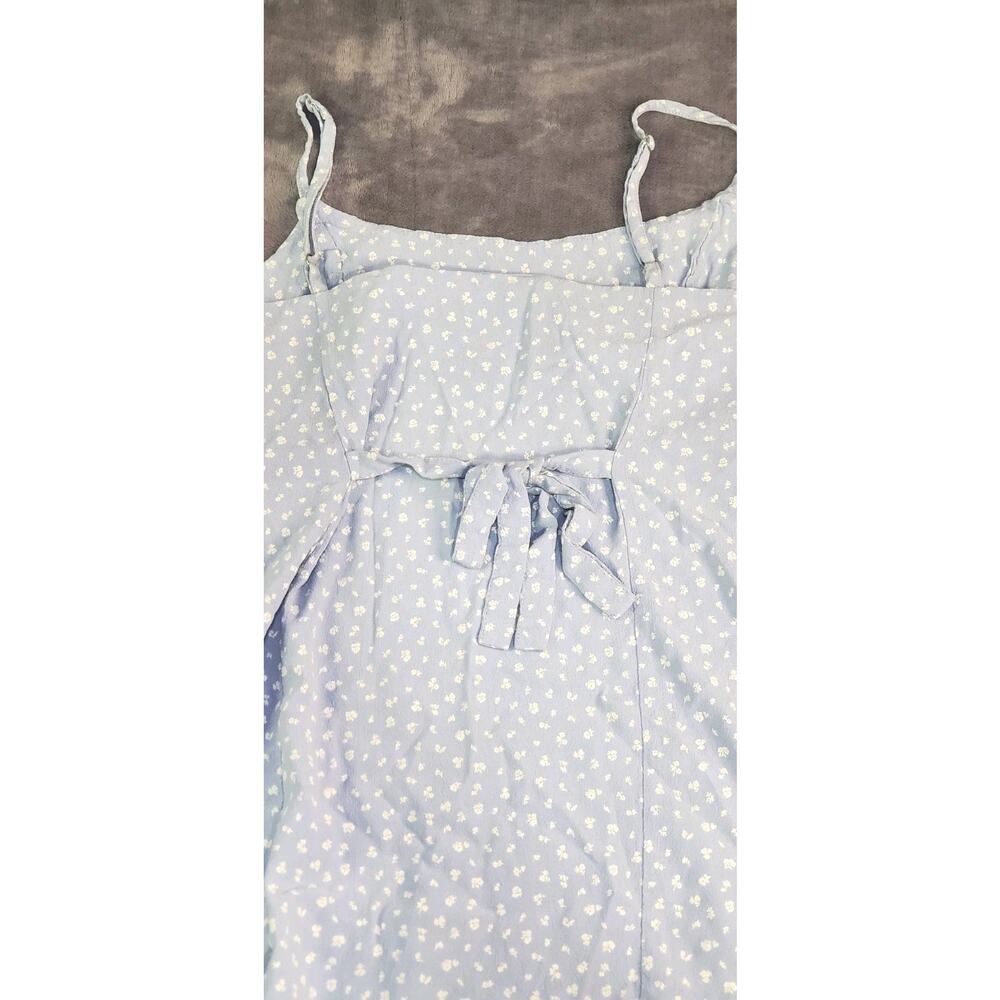 Brandy Melville Colleen Dress Blue Floral Ruffle Hem Tie Back One Size C35-57 - Picture 9 of 10